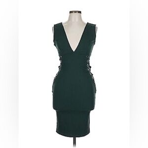 IIRIS Deep Green Lace-Up Mini Dress